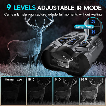 4K Night Vision Goggles for Adults,10X Zoom Night Vision Binoculars with 1000FT Infrared Range,4000mAh Rechargeable Battery,3.5" Screen,Include 32GB Card,Gift for Mens and Outdoor Enthusiasts