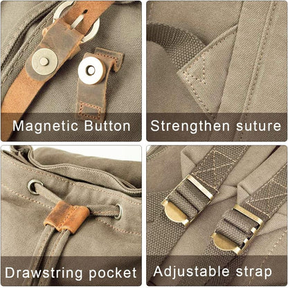 AUGUR High Capacity Canvas Vintage Backpack - for School College Hiking Travel 12-17" Laptop