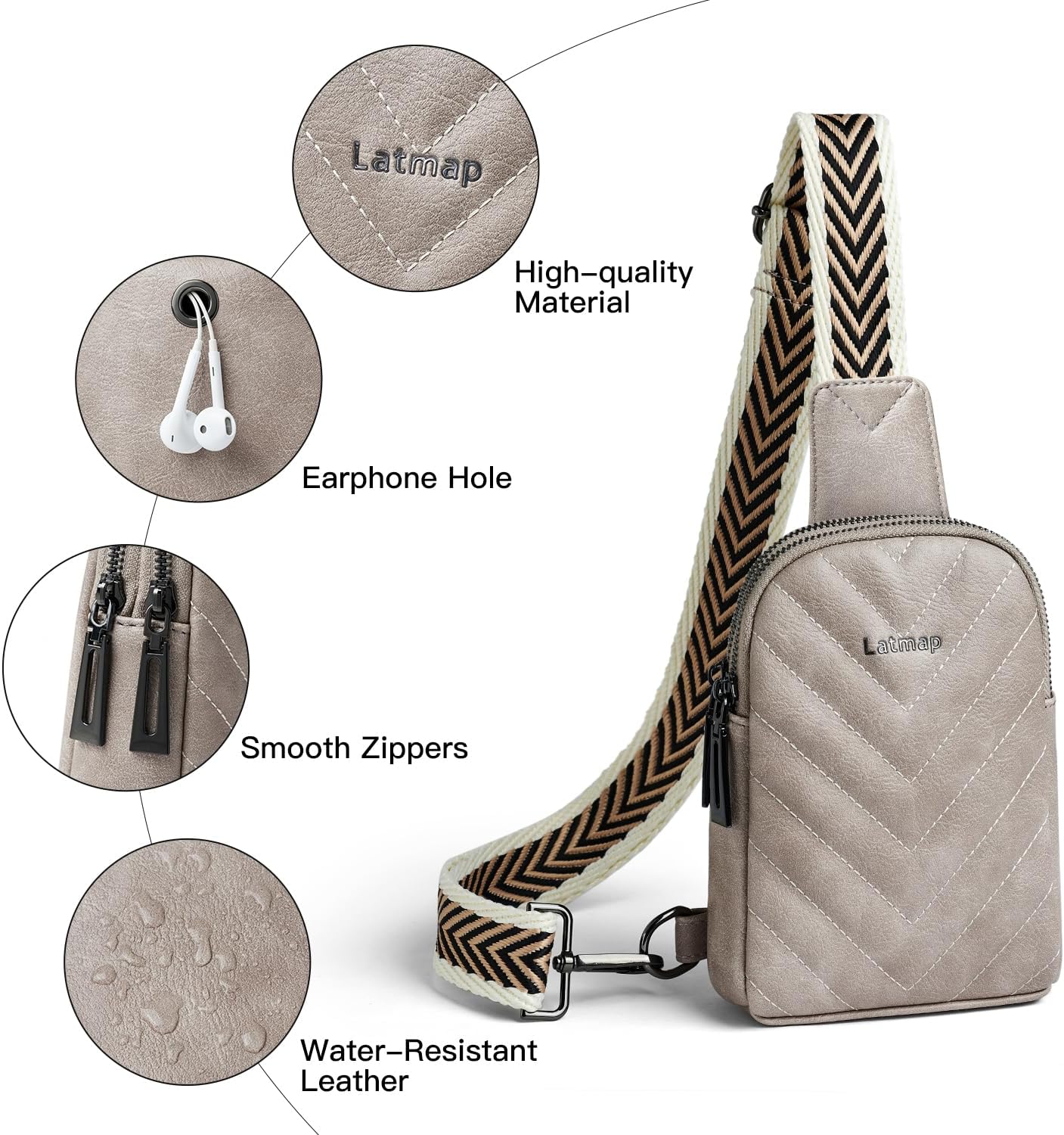 7L Sling Bag for Women Men Leather Small Sling Backpack Daypack Anti Theft Fanny Pack Crossbody Purse Travel