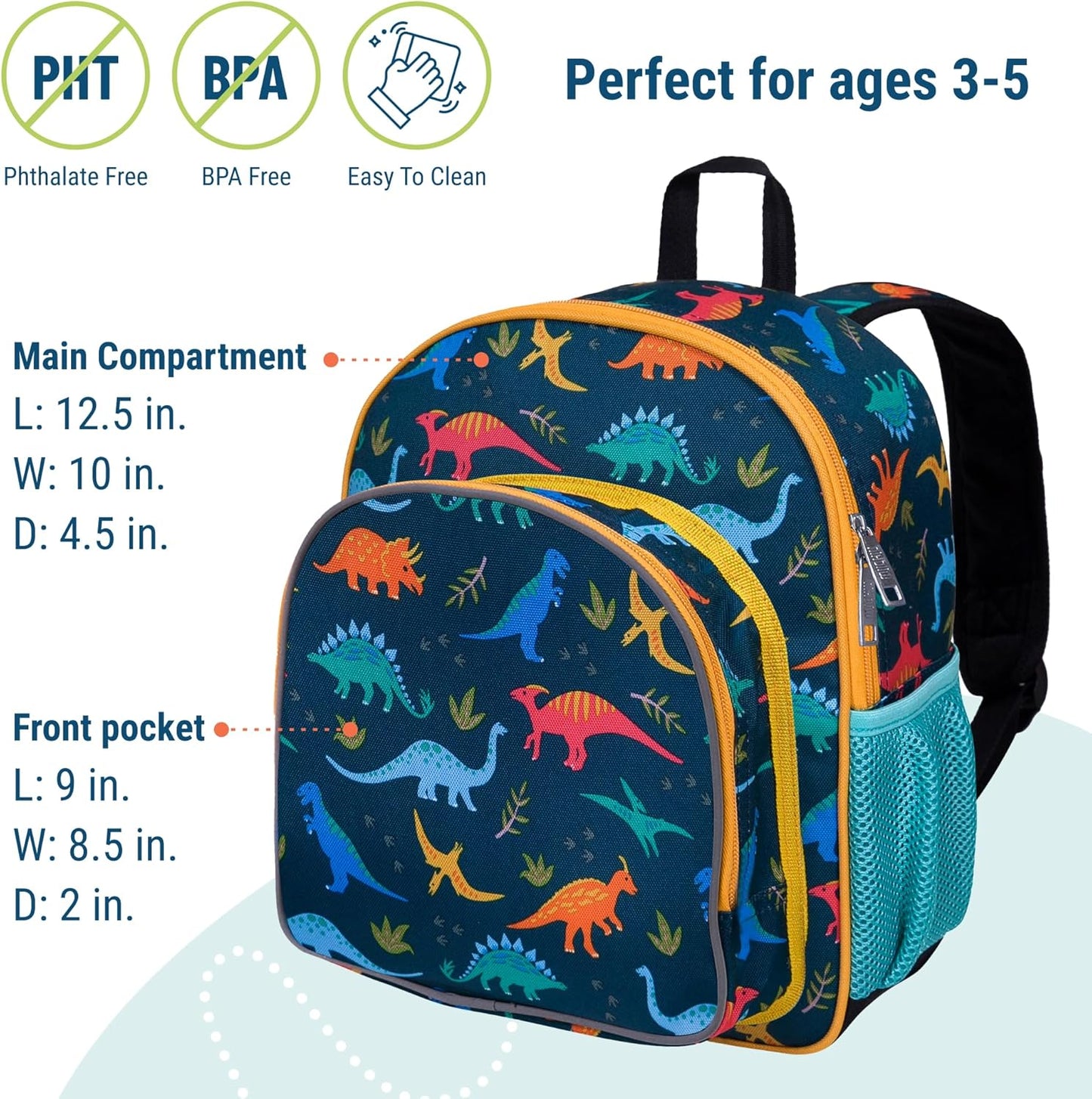 Wildkin 12-inch Kids Backpack – Padded, Adjustable, Ideal for Daycare & Travel - Jurassic Dinosaurs