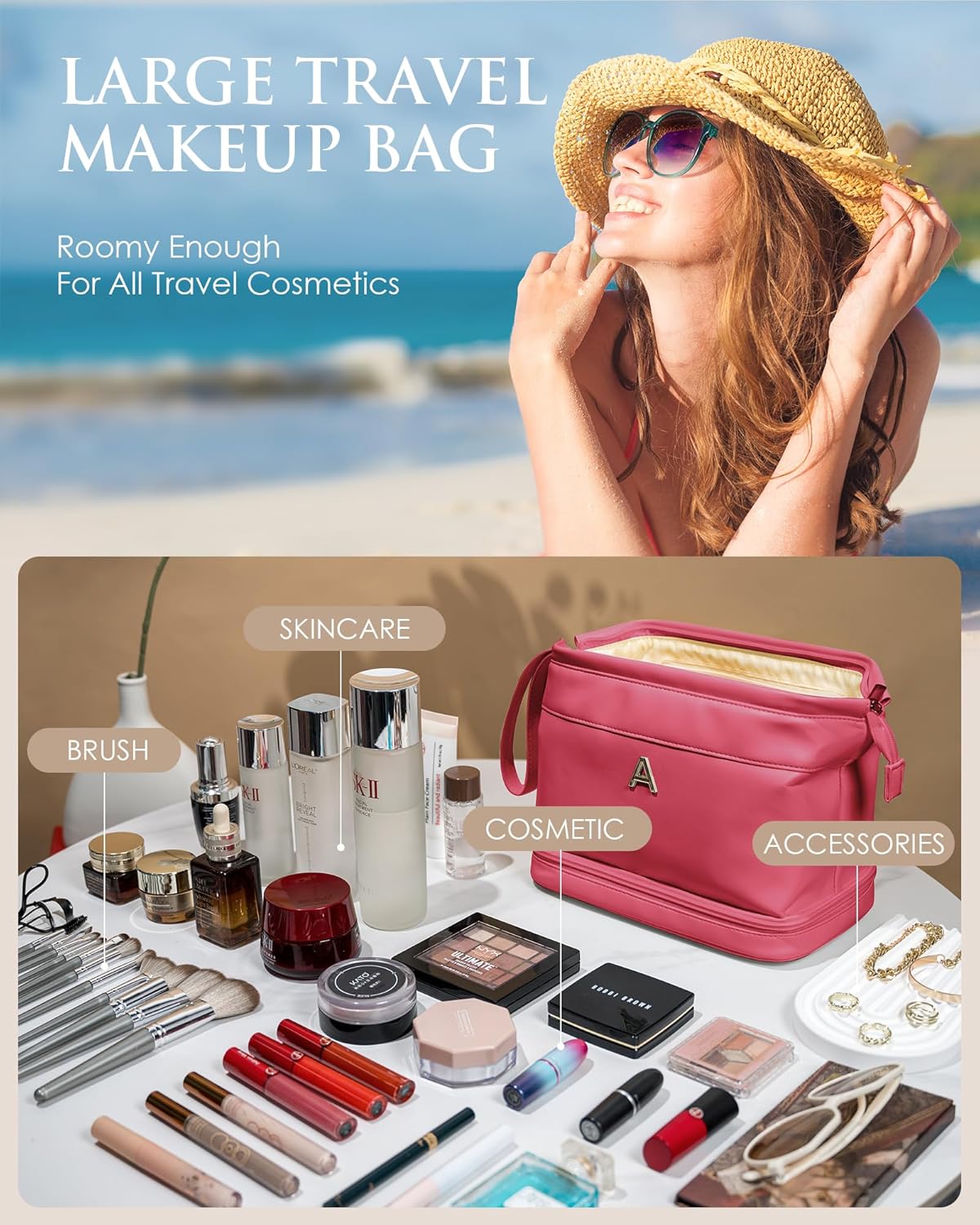 Teen Birthday Gifts for Girls, Makeup Bag for Women, Bridesmaid Engagement Gift for Her Travel Toiletry Bag Make Up Bag Pouch for Purse Bridal Shower Gifts for Engagement Wedding Gift