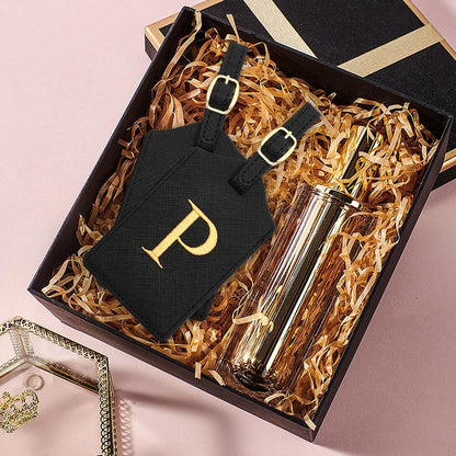 Luggage Tag PU Leather for Suitcase Baggage Handbag Travel Bag Label Suitcase Tag Suitcase Label Tag w. Name Card & Privacy Cover (P)