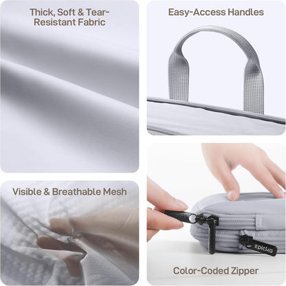 EPICKA TripCozy Compression Packing Cubes - 4 Set Durable Travel Organizer Bags with Mesh Top, Expandable Travel Accessories for Carry on, Luggage, Suitcase, Backpack (Light Grey)