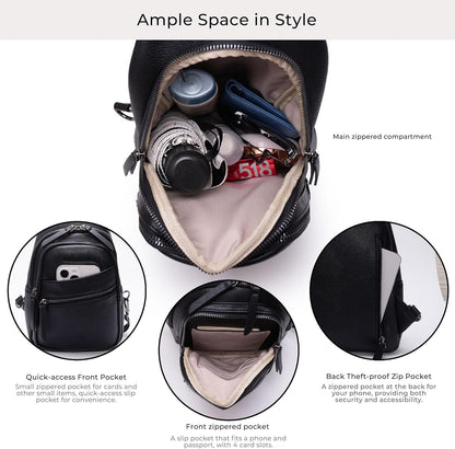 Alldaily Large Sling Bag for Women Crossbody Purse Leather Fashionable Trendy Chest Bag for Travel, Fanny Pack (Black)