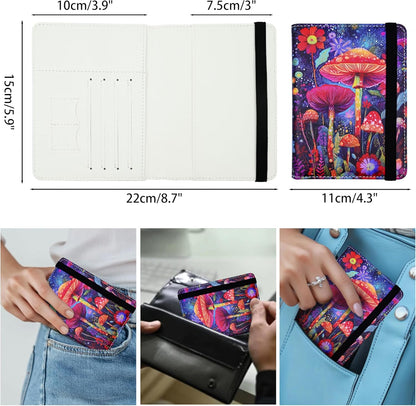 Passport Holder for Women and Men PU Leather Passport Cover for Travel (Mushroom)
