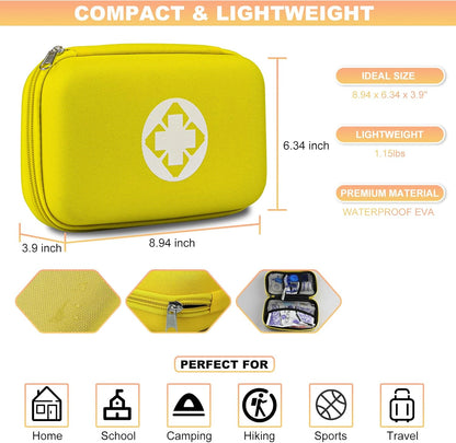 276PCS Hiking First Aid Kit for Home Personal Emergency Supplies Compact Bag for Backpack, First Aid Essentials Survival Kit for Business Travel Car Yellow AMORNING