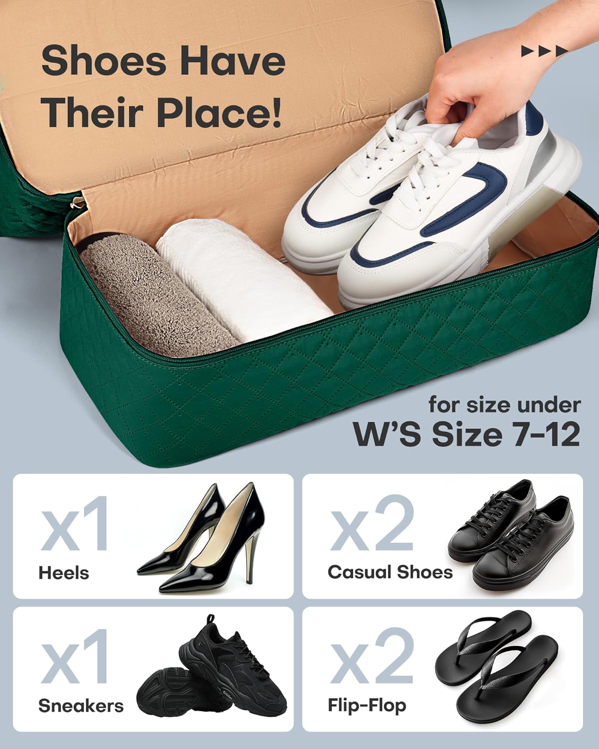 HOTOR Travel Duffel Bag - Weekender Bags for Women, Carry On Overnight Bag with Shoe Compartment, with Toiletry Bag for Travel Essentials and Travel Accessories, Dark Green, 13.4"×17.3"×7.9"