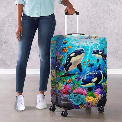 Killer Whale Luggage Cover Elastic Universal Luggage Covers for Suitcase Fit 26-29 Inch Zip Closure Suitcase Cover Protector for Travel Business Anti-Scratch Baggage Covers Case