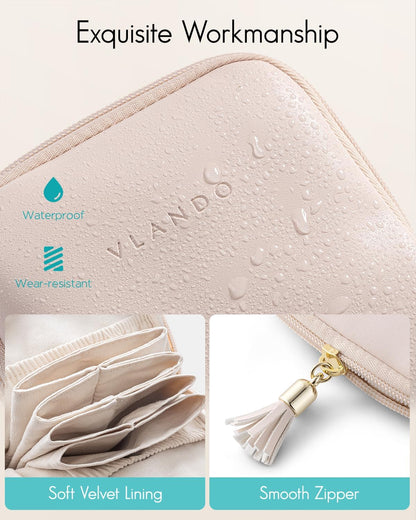 Vlando Small Travel Jewelry Organizer,Jewelry Pouch Bags,Velvet Jewelry Storage Bag for Bracelet Rings Earring,Portable Jewelry Travel Case for Traveler-Apricot Pink