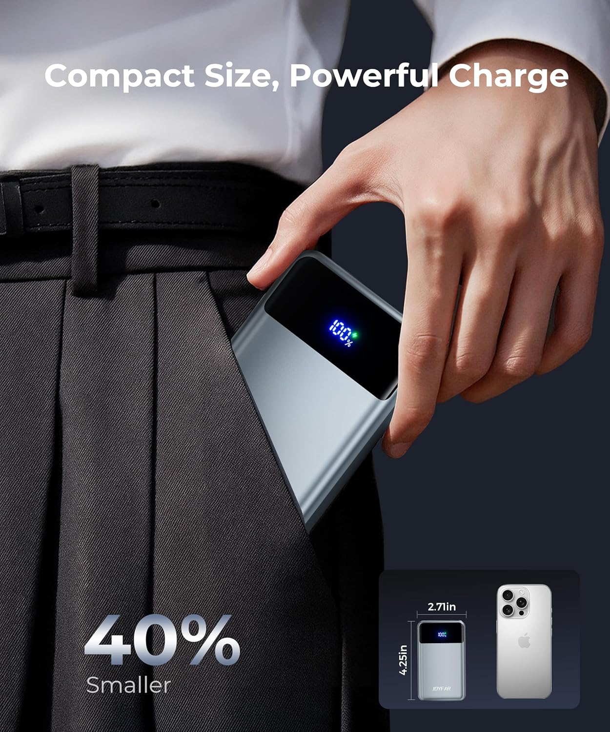 Portable Charger Power Bank - 30000mAh 65W Laptop Travel Essentials Battery Pack USB C Built in Cable Phone Fast Charging Compatible with iPhone 16 15 14 13 iPad MacBook Samsung Google (Grey)