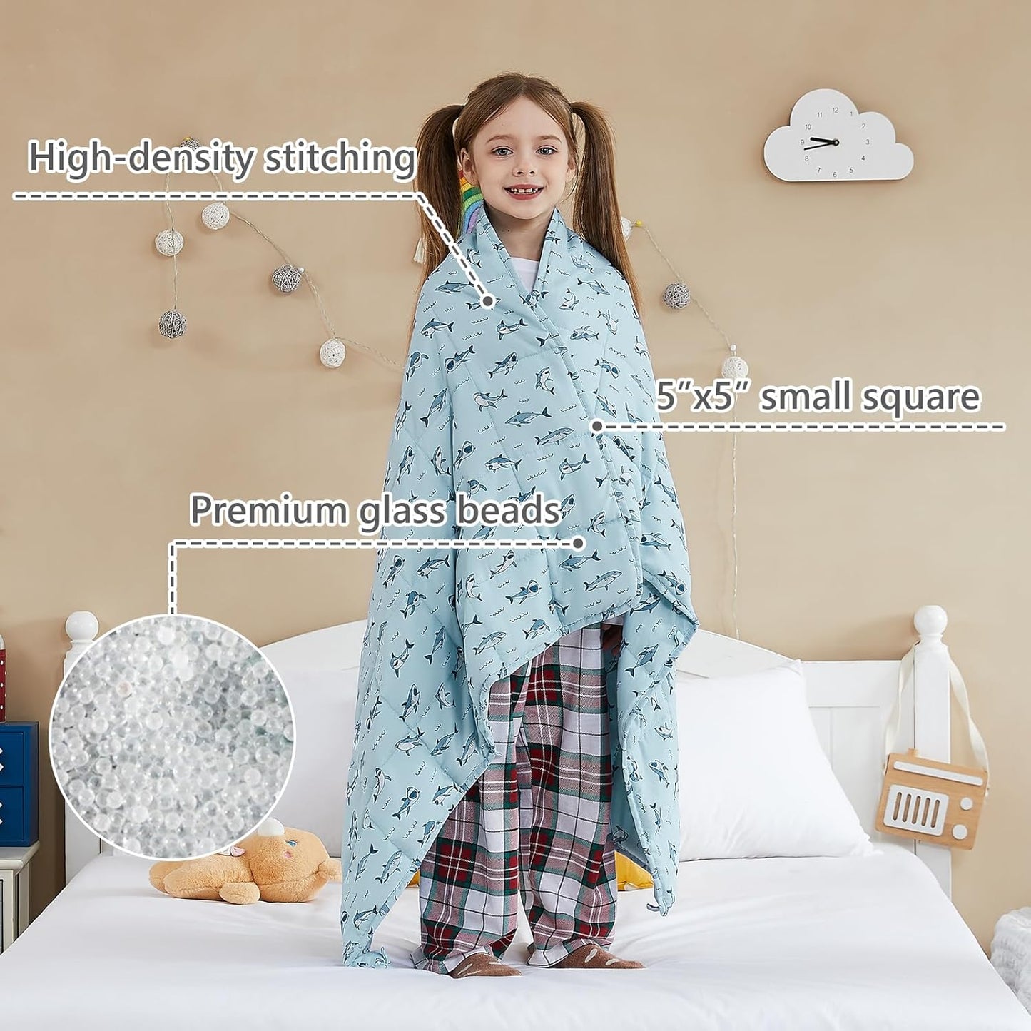 L'AGRATY Weighted Blanket - 36"x48" 5lbs Weighted Blanket Microfiber Material with Glass Beads Small Blanket for All-Season Summer Fall Winter Soft Thick Blanket