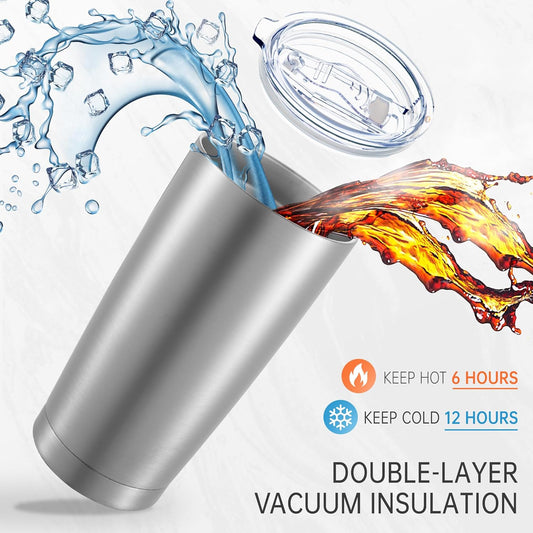 20 oz Tumblers Bulk Stainless Steel Tumbler with Lid Double Wall Vacuum Insulated Coffee Mug 20oz Powder Coated Cup for Hot and Cold Drinks, Mix Color, 12 pack
