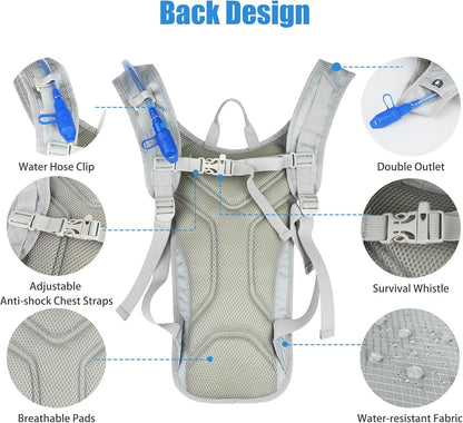 Zavothy Hydration Backpack with 2L Hydration Bladder Water Backpack for Hiking Hydration Pack for Running Cycling Hiking