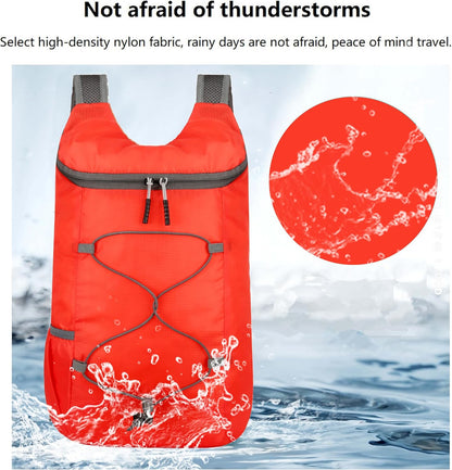 16L Hiking Daypack Lightweight Foldable Travel Backpack Water Repellent Camping Outdoor Packable Easy Carry-on Bag (Red)
