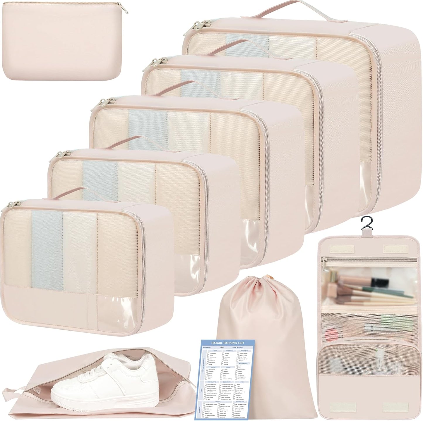 BAGAIL 9 Set Packing Cubes Luggage Packing Organizers for Travel Accessories