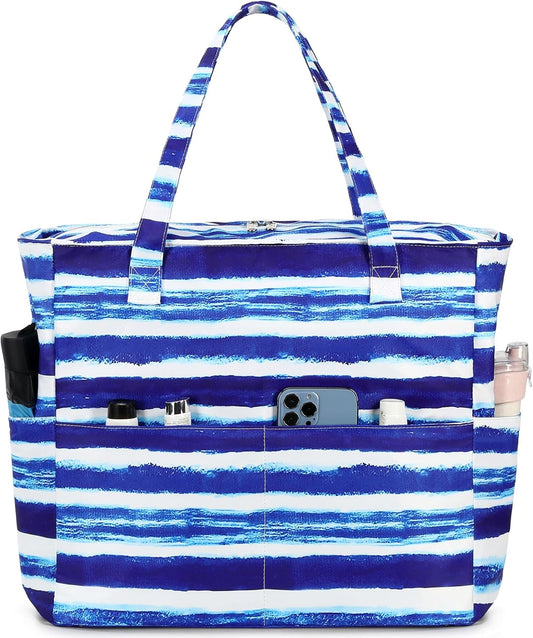 Waterproof Beach Tote Pool Bags for Women Ladies Extra Large Gym Tote Carry On Bag With Wet Compartment for Weekender Travel