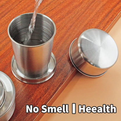 Litoexpe 8.45oz Collapsible Travel Cup With Keychain, Stainless Steel Folding Camping Cup Portable Drinking Mug For Hiking, Picnic and other Outdoor Activities, 250ml