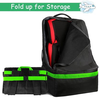 YOREPEK Car Seat Travel Bag, Padded Car Seats Backpack for Air Travel, Heavy Duty Carseat Travel Bag for Airplane, Airport Gate Check Bag (Green)