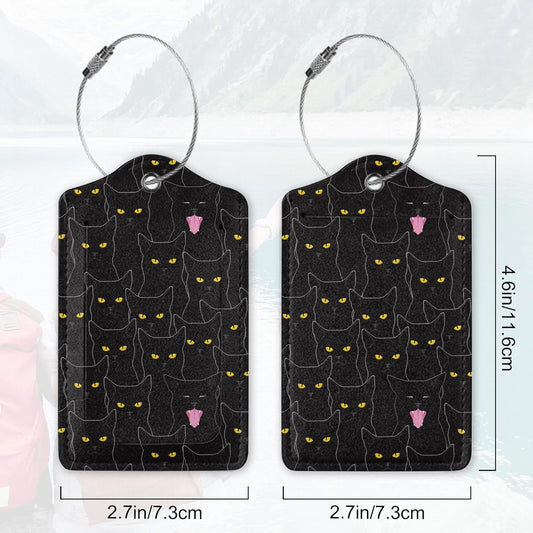 2Pcs Luggage Tag for Suitcase Black Cat Cute Suitcase Tag with Privacy Flap & Name ID Label & Metal Loop,Travel Bag Luggage Tags for Women