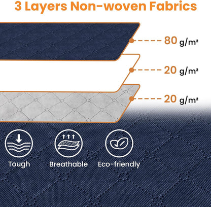 Fab totes 24 Gallons Clothes Storage, Foldable Thick Fabric Blanket Storage Bags, Containers for Organizing Bedroom, Closet, Clothing, Comforter, Organization with Handle (3 Pack,Blue)