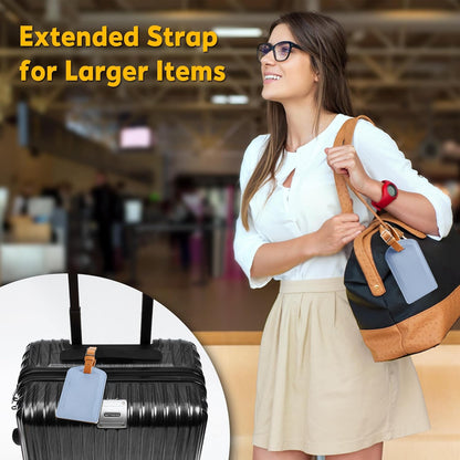 3 Pack Luggage Tags for Suitcases, TSA Approved Bag Tags, Baggage Tags with Privacy Protection, Travel Essentials Luggage Accessories, Light Blue & Brown