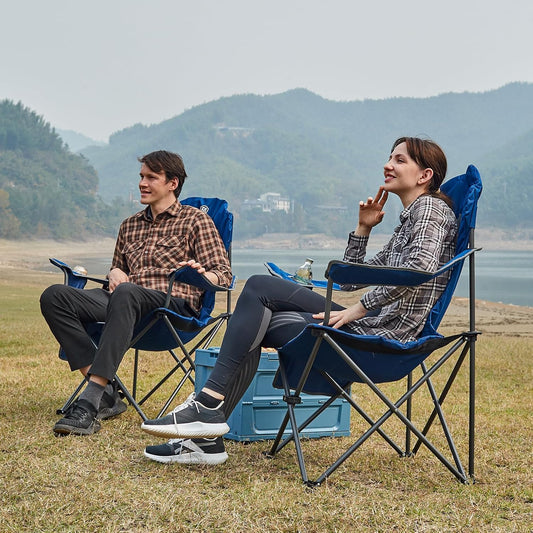 EVER ADVANCED Camping Chairs, Lawn Chairs Outdoor Sports Chairs, Folding Chair Camping Chairs for Adults, Supports 400lbs