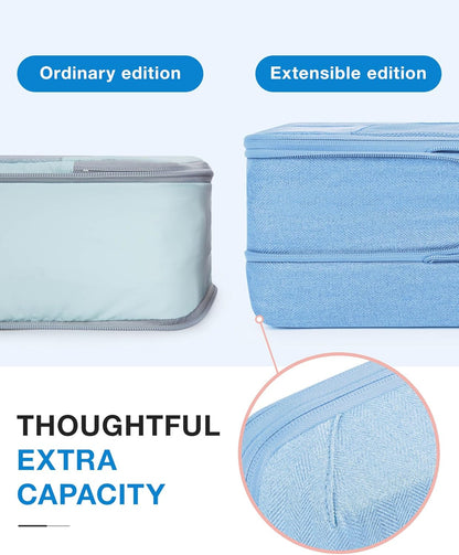 BAGSMART Compression Packing Cubes for Travel, 6 Set Packing Cubes for Carry on Suitcases, Compression Travel Cubes & Suitcase Organizer for Packing with Shoe Bag Sky Blue