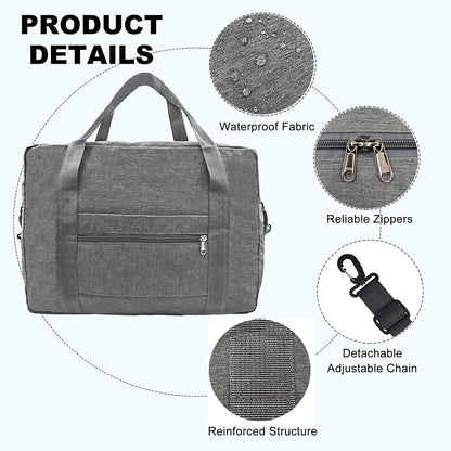 For Spirit Airlines Personal Item Bag 18x14x8 in Underseat Carry-on Luggage foldable Travel Duffle Bag for Airplanes(30L, Dark Grey)