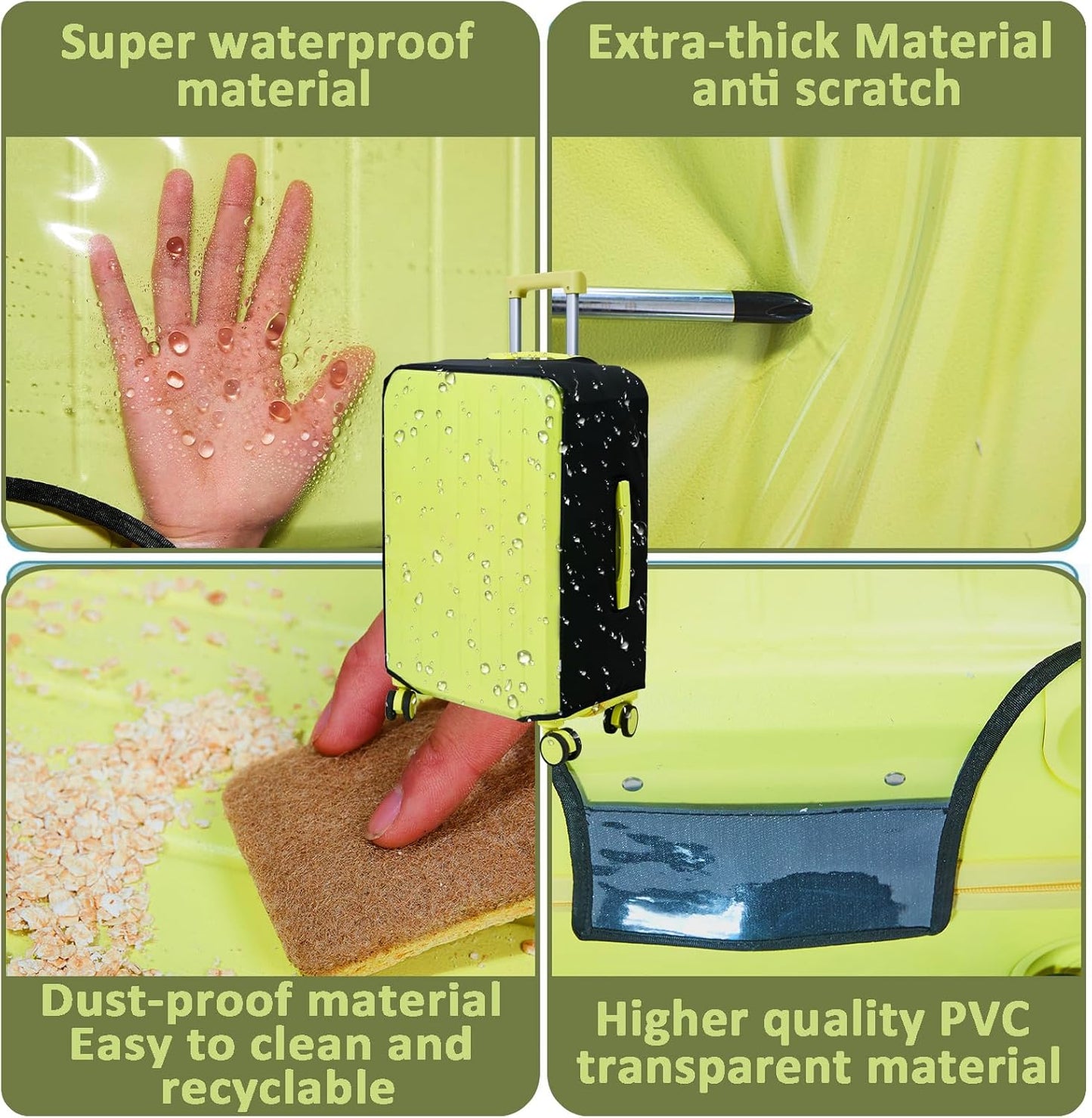 Clear Luggage Cover Protectors For Suitcases,Elastic Transparent waterproof PVC Suitcase Covers Protector Fit 20-30 Inch wheeled Luggage (20")