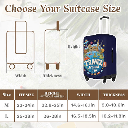 Luggage Cover, Travel Suitcase Covers, Elastic Suitcase Protective Cover, Scratchproof Luggage Protector, Washable Dustproof Trolley Case Protector Fit 22-28 Inch (word, L（25-28inch suitcase）)