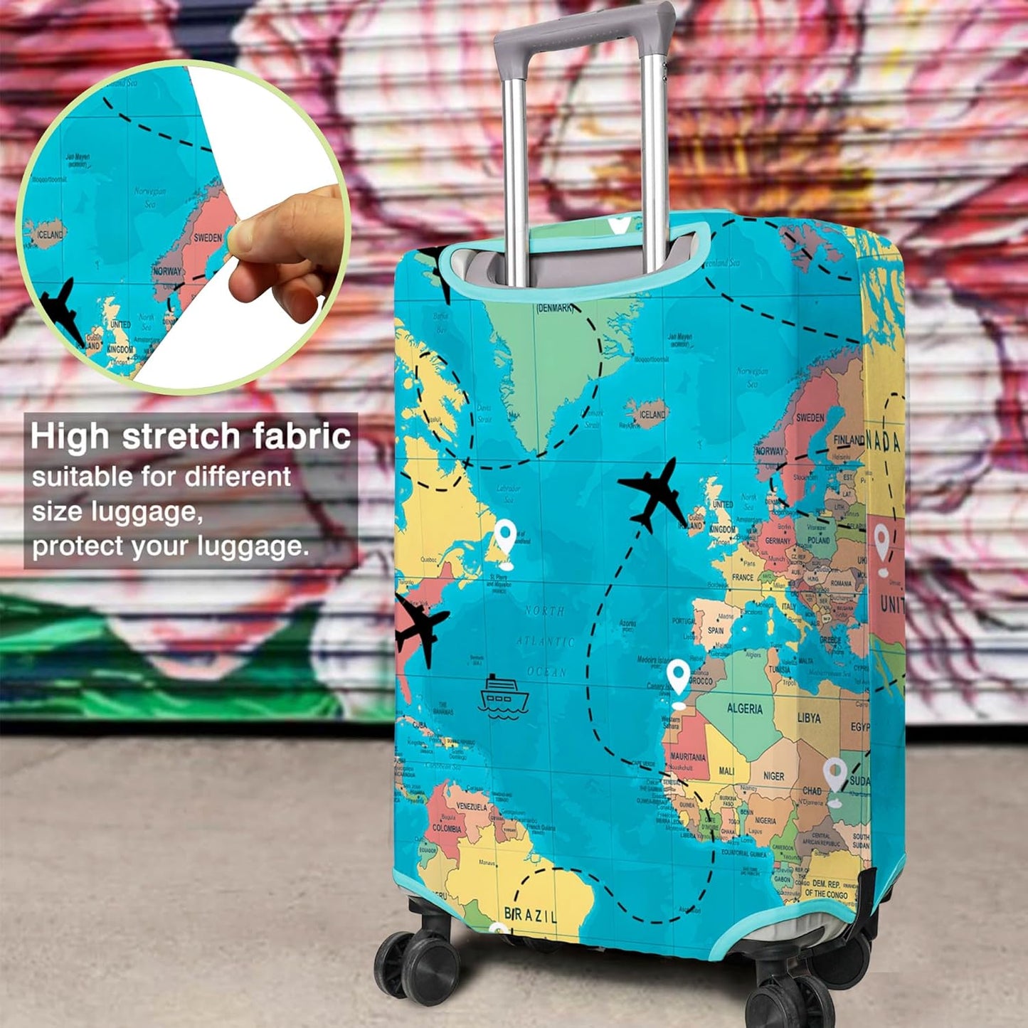 Travel Luggage Cover Suitcase Protector Fits 18-32 Inch Wheel Covers PatternedTravel Related Items Flower Luggage Protector Elastic M