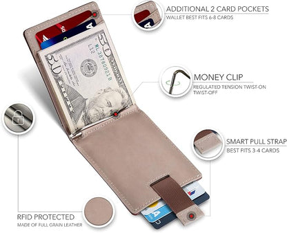 SERMAN BRANDS RFID Blocking Slim Bifold Genuine Leather Minimalist Front Pocket - Image 3