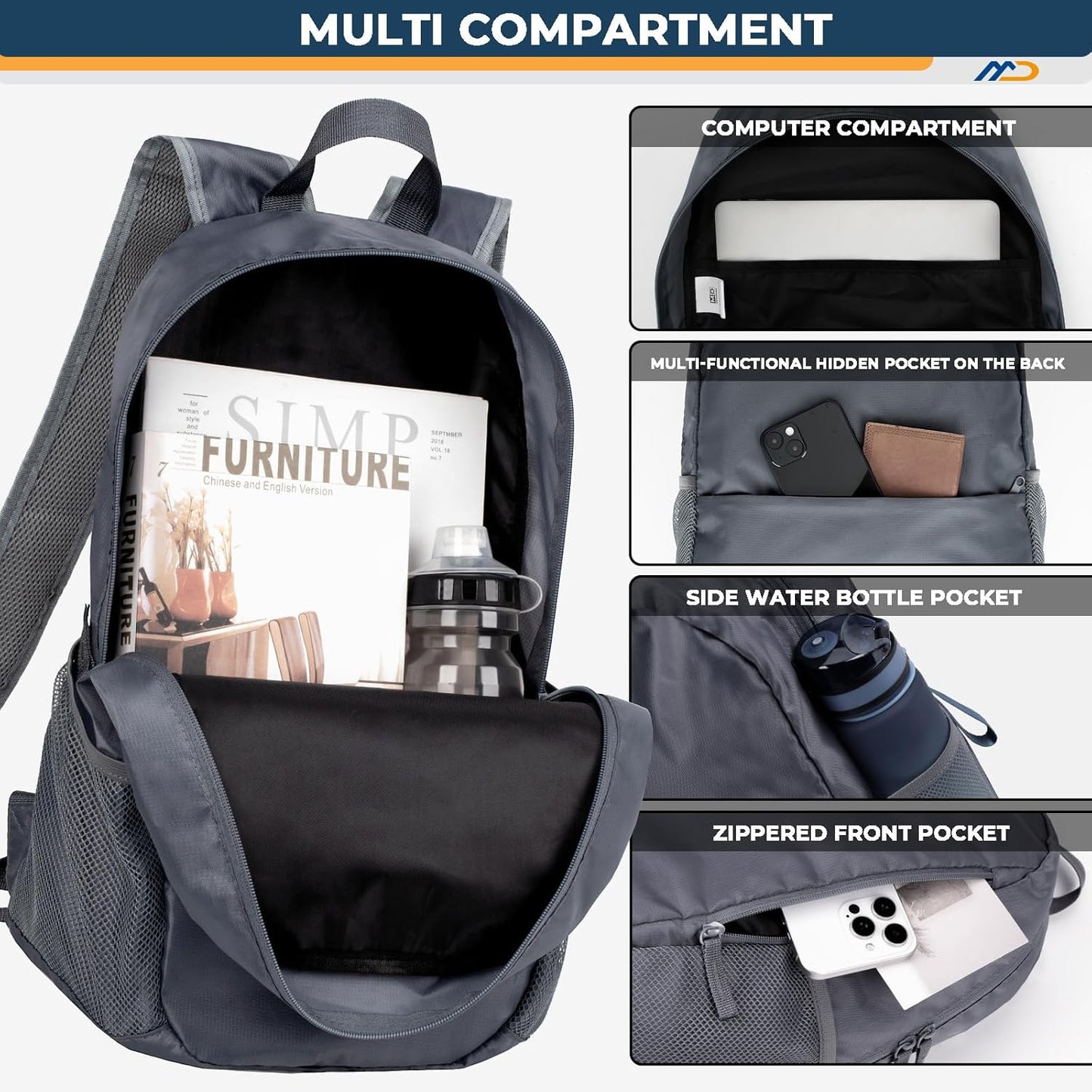 Lightweight Packable Backpack 30L,Light Foldable Backpacks Compact Folding Waterproof Resistant Collapsible Hiking Outdoor Bag Day Pack for Travel Camping