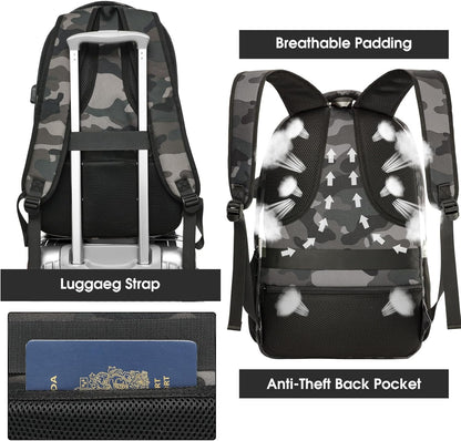 Backpack for Men Women, School Backpacks for Teen Boys, Business Anti Theft Sturdy Travel Laptop Backpack with USB Charging Port, Water Resistant 15.6 Inch Computer Bag Gift