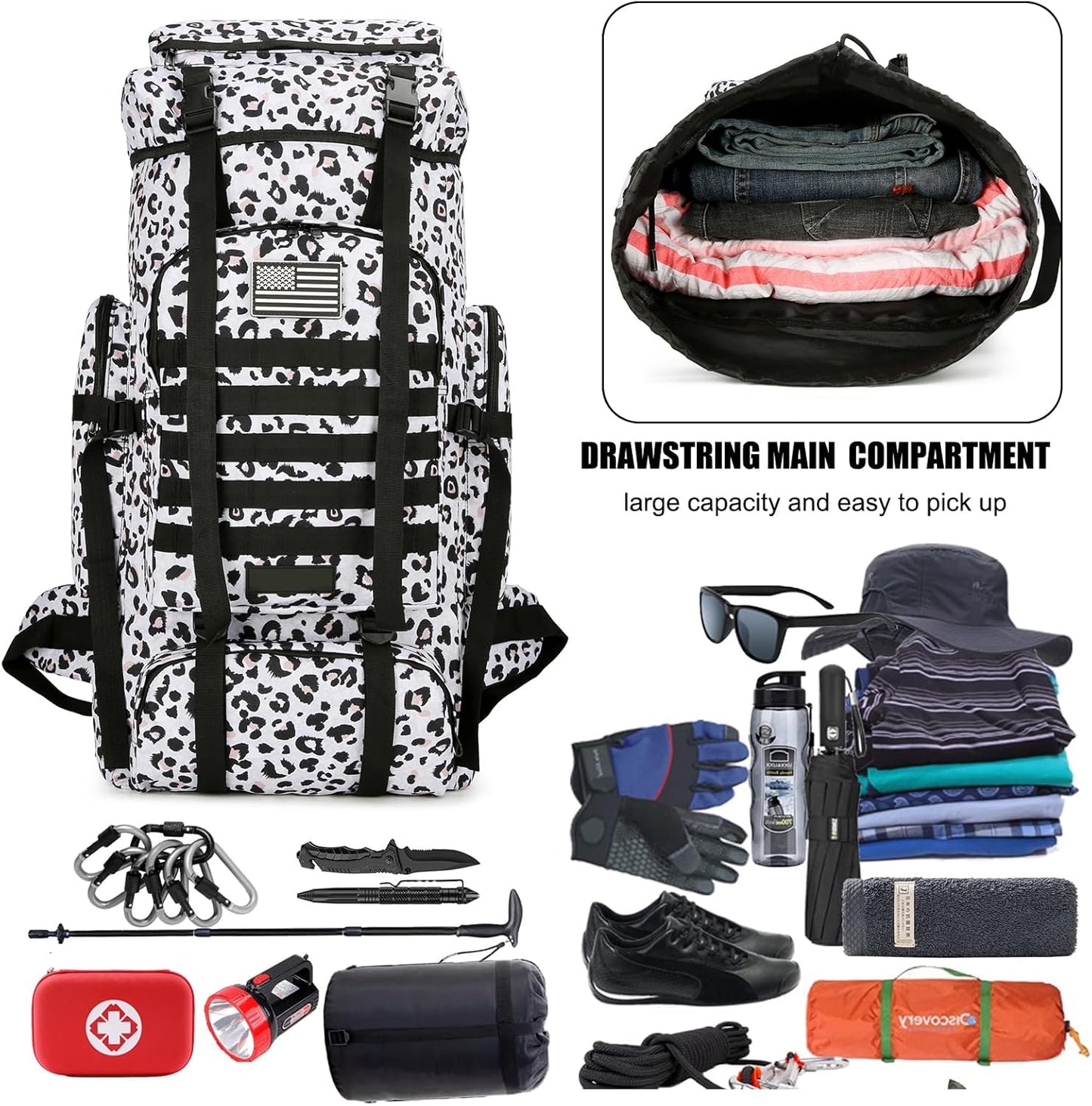 Hiking Backpack for Men 70L/100L Camping Backpack Military Rucksack Molle 3 Days Assault Pack for Climbing