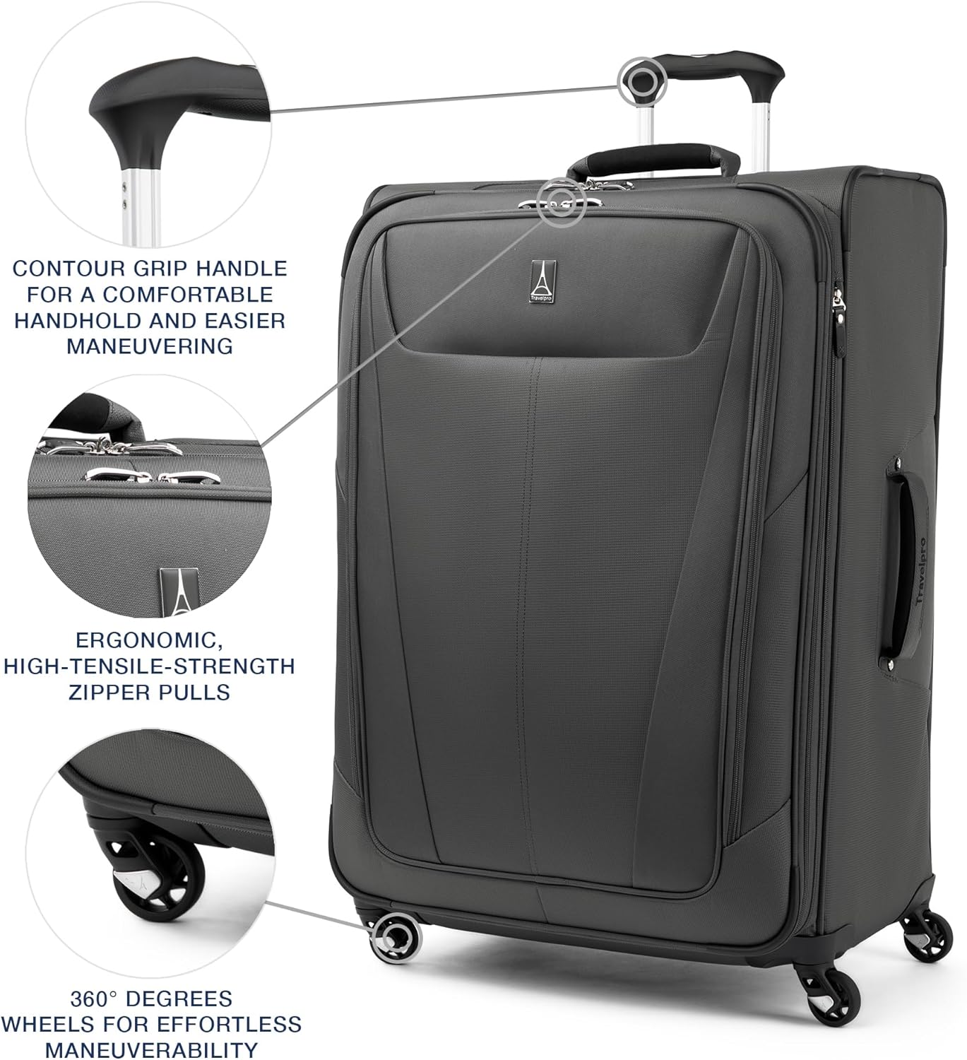 Travelpro Maxlite 5 Softside Expandable Checked Luggage with Spinner Wheels, Lightweight, 29-Inch — Shadow Grey