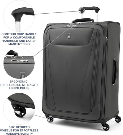 Travelpro Maxlite 5 Softside Expandable Checked Luggage with Spinner Wheels, Lightweight, 29-Inch — Shadow Grey
