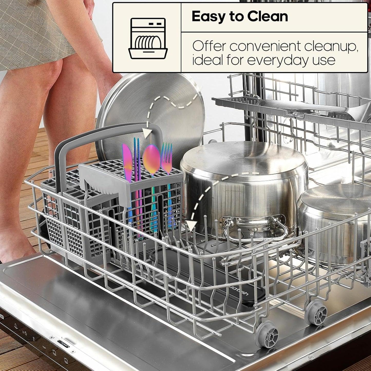 Travel Utensils with Case, Quatish Portable Silverware Set for Work, Stainless Steel Reusable Travel Cutlery Set, Fork and Spoon Set for Picnic, Camping, Gadgets, Lunch Box for Men, Rainbow