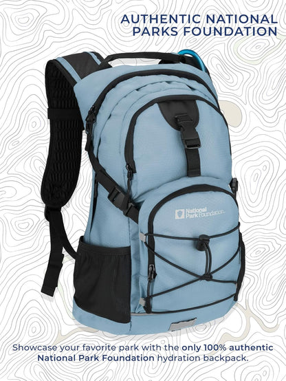 National Park Foundation 18L Hydration Backpack with 2 Liter Hydro Water Bladder Bag, Lightweight Daypack for Cycling, Hiking, Running, Climbing, for Men Women Kids