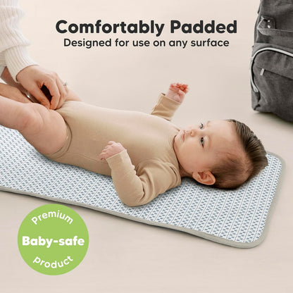 KeaBabies Portable Diaper Changing Pad, Easy Wipe Clean - Foldable Waterproof Baby Changing Mat for Diaper Bag, Compact, Lightweight, 25x13 Baby Changer Travel Essential, Machine Washable (Prairie)