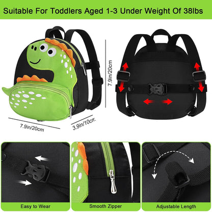 Accmor Toddler Harness Backpack Leash, Cute Dinosaur Kids Backpacks with Anti Lost Wrist Link, Mini Child Backpack Wristband Tether Strap and Protection Leashes for Baby Boys Girls Aged 1-3 Years