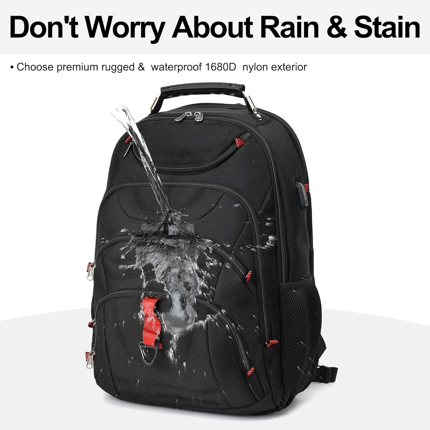 Boavan Laptop Backpack for men, 17.3 inch Laptop Bag with USB Port, Waterproof Travel Work Backpack Purse, Anti-Theft Teacher Nurse Doctor Casual Bookbags Office Business backpack ，Black