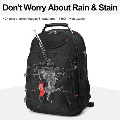 Boavan Laptop Backpack for men, 17.3 inch Laptop Bag with USB Port, Waterproof Travel Work Backpack Purse, Anti-Theft Teacher Nurse Doctor Casual Bookbags Office Business backpack ，Black