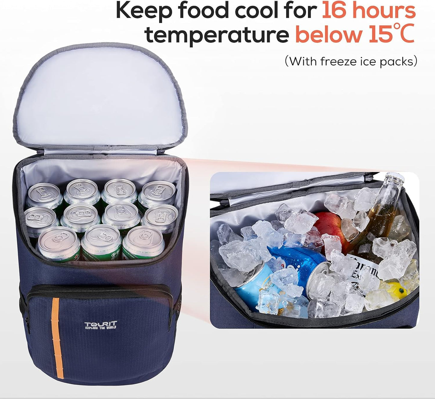 TOURIT Cooler Backpack 30 Cans Lightweight Insulated Backpack Cooler Leak-Proof for Men and Women