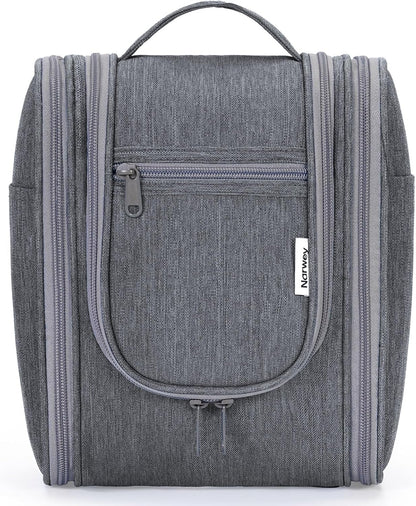 Narwey Small Hanging Toiletry Bag Women Travel Makeup Bag Organizer Toiletries Bag for Travel Size Essentials Accessories Cosmetics (Medium, Grey)