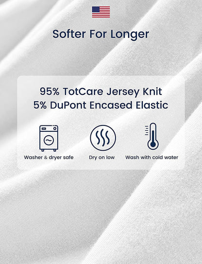 TotAha Premium Soft Pack n Play Sheets, Super Stretchy Jersey Knit Mini Crib Sheets Fitted, Silky Comfort Pack and Play Mattress Sheets, 2 Pack (Sea Animal)
