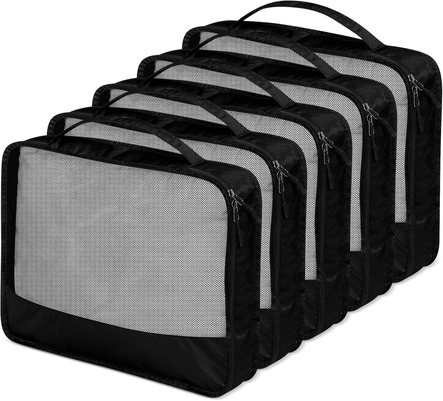 5 Pcs Packing Cubes for Suitcase Large Travel Cubes Carry on Luggage Organizer Bags for Clothes Accessories(L,Black)