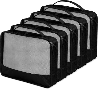 5 Pcs Packing Cubes for Suitcase Large Travel Cubes Carry on Luggage Organizer Bags for Clothes Accessories(L,Black)