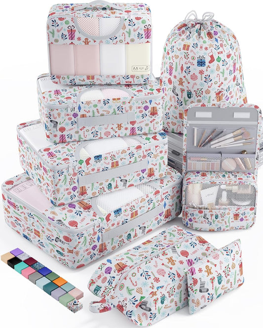 Veken 8 Set Packing Cubes for Travel Kids, Beach Vacation Essentials Accessories for Cruise Ship, Suitcase Organizer Bags for Luggage with Hanging Toiletry & Shoe Bag, Birthday Gifts for Women Mom Her