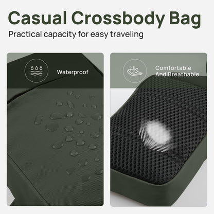 VADOO Mini Sling Bag, Small Crossbody Bag with RFID Blocking for Women and Men, Lightweight Chest Phone Bag for Travel Casual,Green